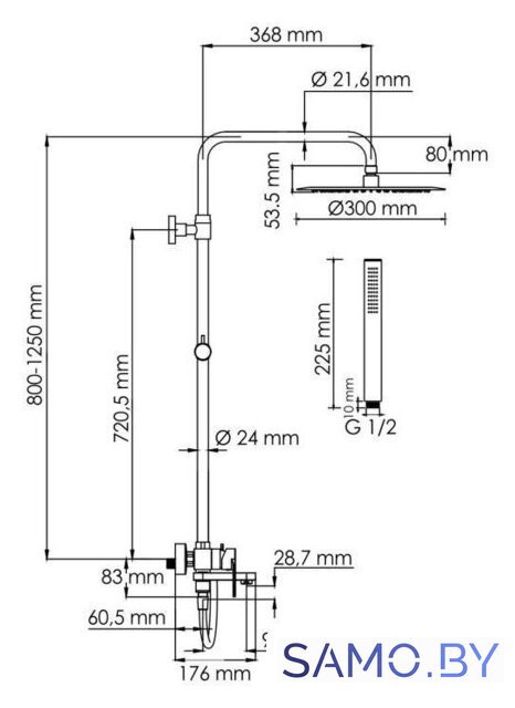 Душевая система  Wasserkraft A174.160.217.CB - Изображение №3 — Интернет-магазин samo.by