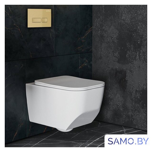Унитаз подвесной Roxen Boro в комплекте с инсталляцией StounFix Dual Fresh 6 в 1 968081 (кнопка: брашированное золото) - Изображение №8 — Интернет-магазин samo.by