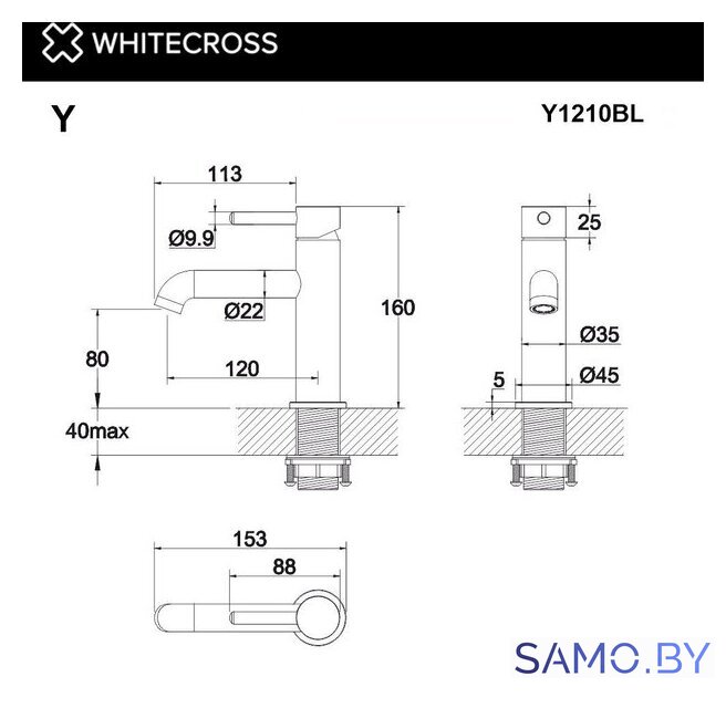 Смеситель Whitecross Y Y1210BL (черный мат) - Изображение №3 — Интернет-магазин samo.by