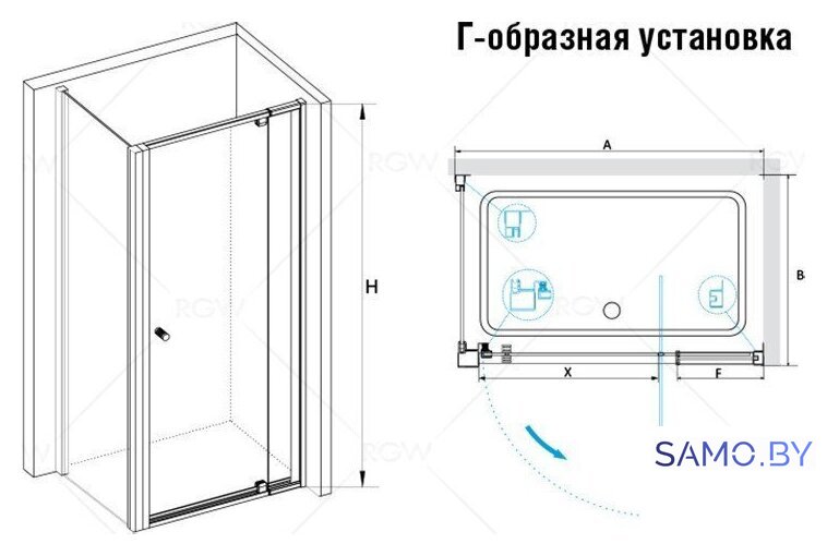 Душевой уголок RGW PA-32B (PA-02B + Z-050-1B) 41083200-014 100x100 (черный/прозрачное стекло) - Изображение №2 — Интернет-магазин samo.by