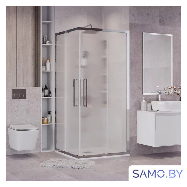 Душевой уголок Grossman Cosmo 80x80x195 300.K33.02.8080.10.02 (хром/шиншилла стекло) - Изображение №7 — Интернет-магазин samo.by