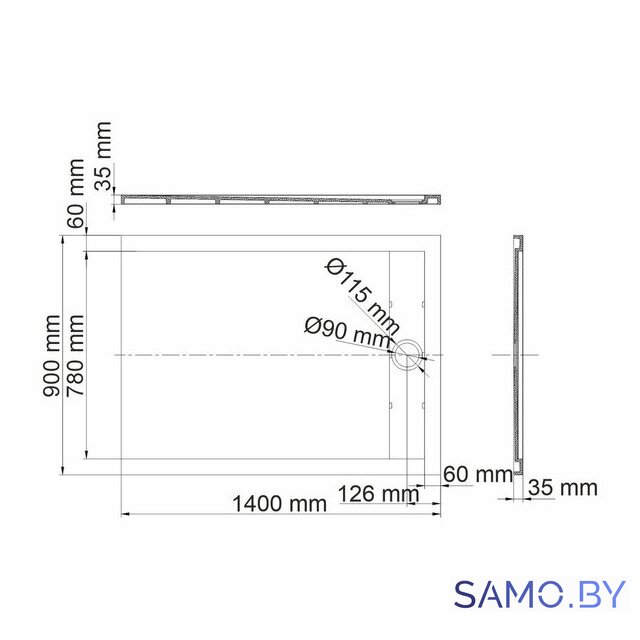 Душевой поддон Wasserkraft Neime 19T36 - Изображение №2 — Интернет-магазин samo.by