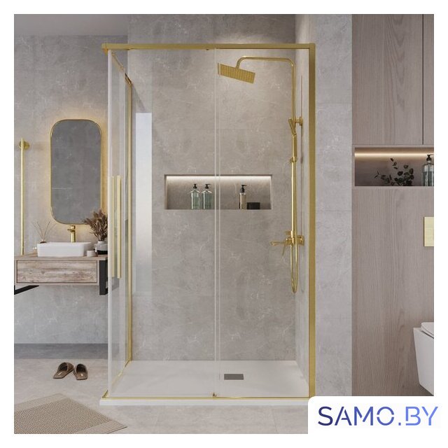 Душевой уголок Grossman Galaxy 100x80x195 300.K33.01.1080.32.00 (золото сатин/прозрачное стекло) - Изображение №9 — Интернет-магазин samo.by