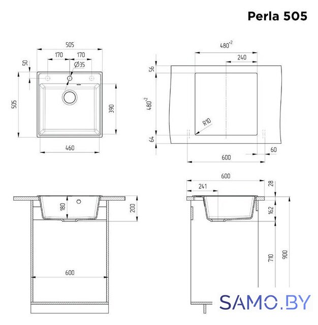 Кухонная мойка MAUNFELD Perla 505 MFQS-505LBG - Изображение №3 — Интернет-магазин samo.by