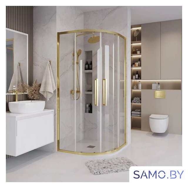 Душевой уголок Grossman Cosmo 90x90x195 301.K33.02.9090.32.00 (золото сатин/прозрачное стекло) - Изображение №8 — Интернет-магазин samo.by