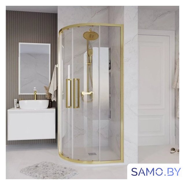 Душевой уголок Grossman Cosmo 90x90x195 301.K33.02.9090.32.00 (золото сатин/прозрачное стекло) - Изображение №9 — Интернет-магазин samo.by