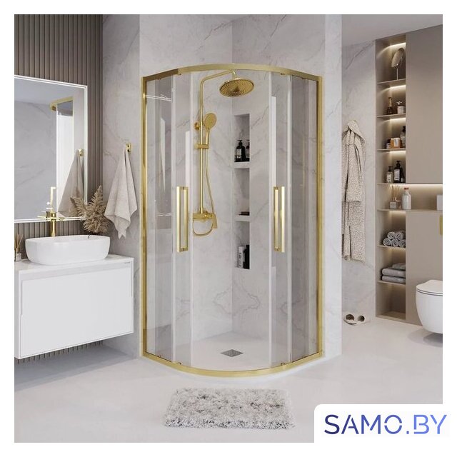 Душевой уголок Grossman Cosmo 90x90x195 301.K33.02.9090.32.00 (золото сатин/прозрачное стекло) - Изображение №7 — Интернет-магазин samo.by