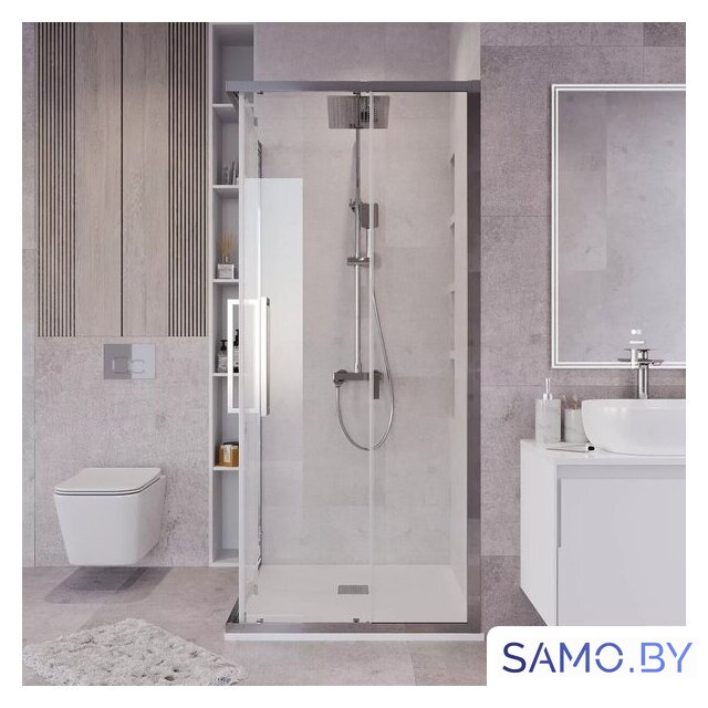 Душевой уголок Grossman Cosmo 80x80x195 300.K33.02.8080.10.00 (хром/прозрачное стекло) - Изображение №9 — Интернет-магазин samo.by