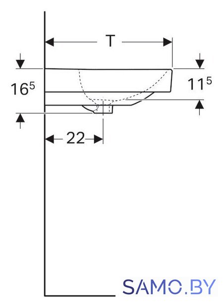 Умывальник Geberit Smyle Square 500.251.01.1 - Изображение №4 — Интернет-магазин samo.by