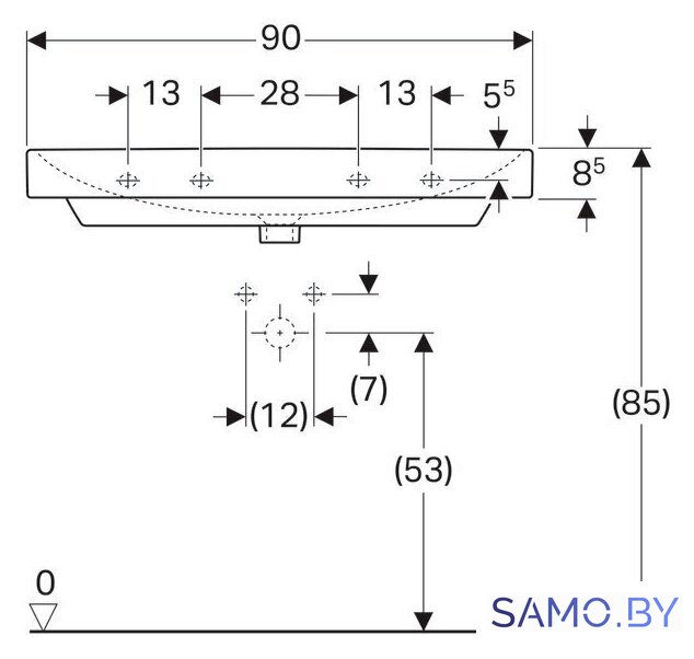 Умывальник Geberit Smyle Square 500.251.01.1 - Изображение №3 — Интернет-магазин samo.by