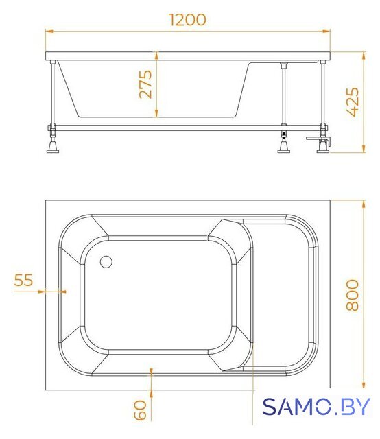 Душевой поддон RGW BC/L 80x120 - Изображение №6 — Интернет-магазин samo.by