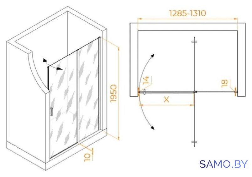 Душевая дверь RGW LE-004Gr 351200413-110 - Изображение №2 — Интернет-магазин samo.by