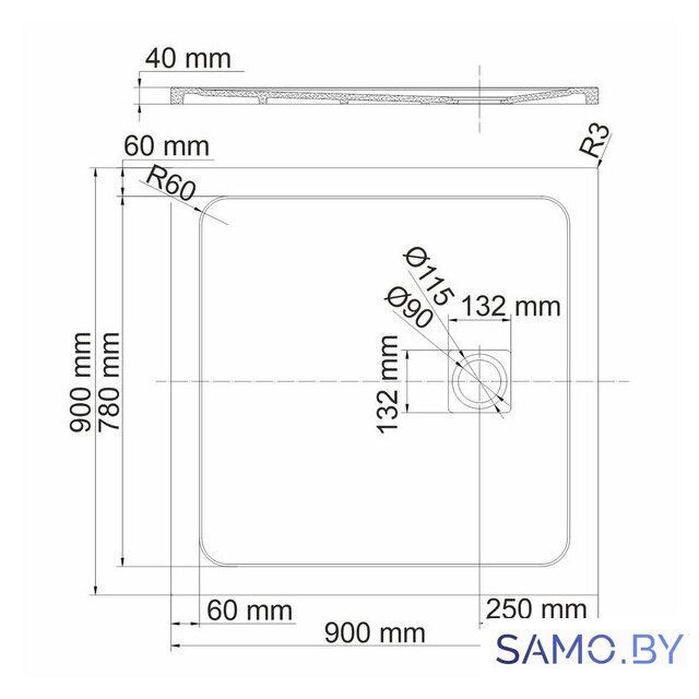 Душевой поддон Wasserkraft Neime 19T03 - Изображение №2 — Интернет-магазин samo.by