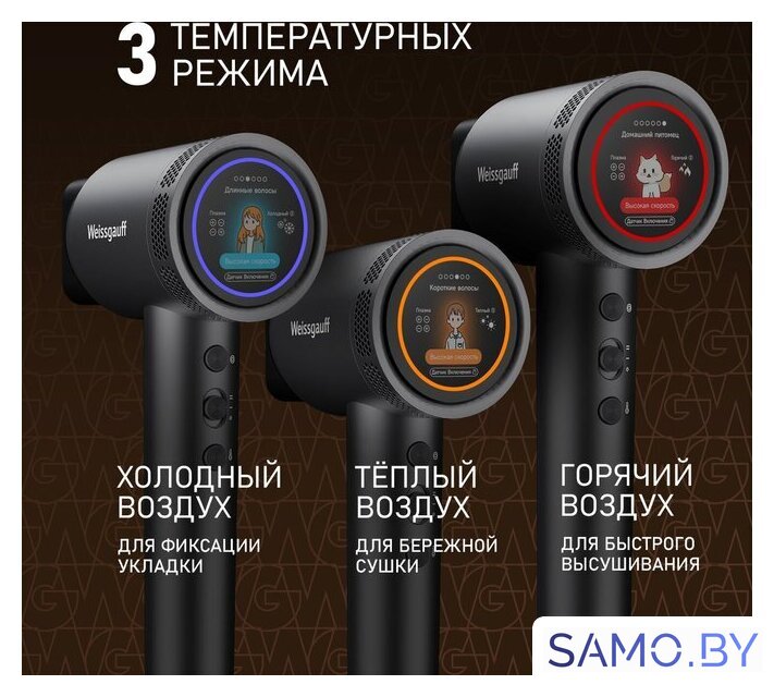 Фен Weissgauff WHD 160 BLDC Infrared Plasma Care - Изображение №17 — Интернет-магазин samo.by