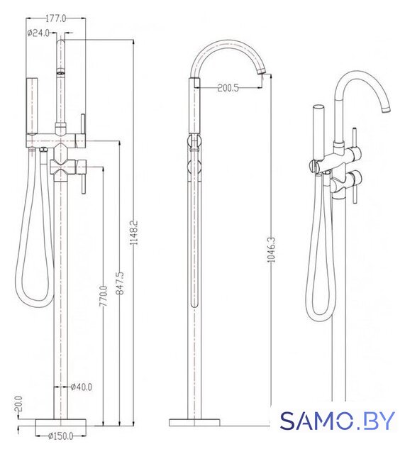 Смеситель Grocenberg GB900 (черный матовый) - Изображение №7 — Интернет-магазин samo.by