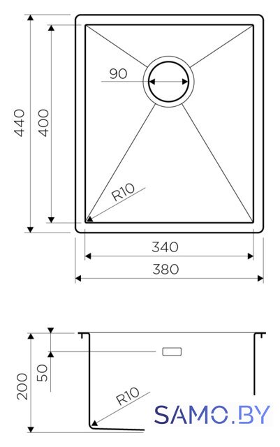 Кухонная мойка Omoikiri Taki 38-U/IF-GM 4973106 (вороненая сталь) - Изображение №4 — Интернет-магазин samo.by