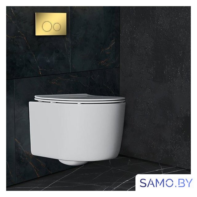 Унитаз подвесной Roxen Simple compact в комплекте с инсталляцией StounFix Dual Fresh 6 в 1 968026 (кнопка: золото глянцевое ) - Изображение №8 — Интернет-магазин samo.by