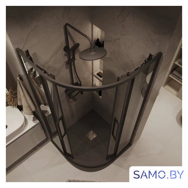 Душевой уголок Grossman Cosmo 90x90x195 301.K33.02.9090.21.10 (черный матовый/тонированное стекло) - Изображение №10 — Интернет-магазин samo.by