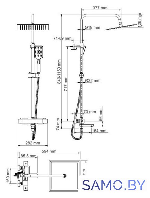 Душевая система  Wasserkraft A19901 - Изображение №15 — Интернет-магазин samo.by