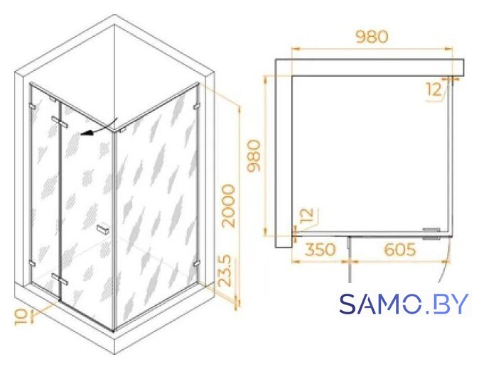 Душевой уголок RGW SV-030Gg 353203000-210 (серый/матовое стекло) - Изображение №2 — Интернет-магазин samo.by