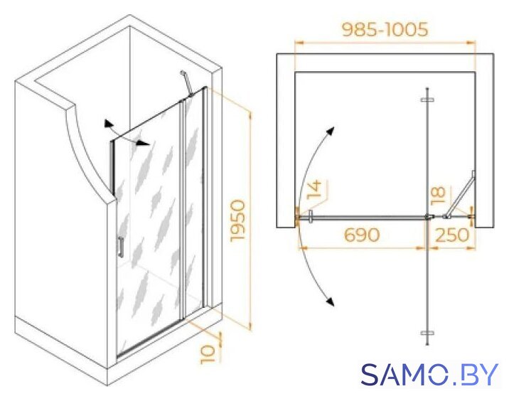 Душевая дверь RGW LE-004Gr 351200410-210 - Изображение №2 — Интернет-магазин samo.by