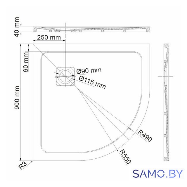 Душевой поддон Wasserkraft Neime 19T01 - Изображение №2 — Интернет-магазин samo.by