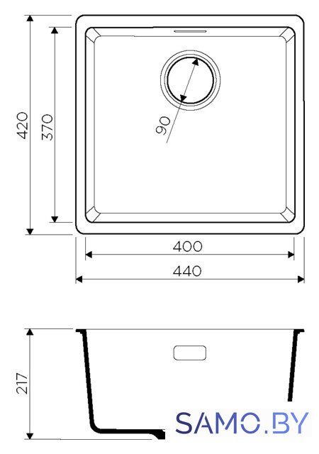 Кухонная мойка Omoikiri Kata 44-U BL - Изображение №2 — Интернет-магазин samo.by