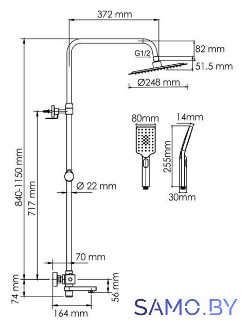 Душевая система  Wasserkraft A199.259.201.BG Thermo - Изображение №3 — Интернет-магазин samo.by