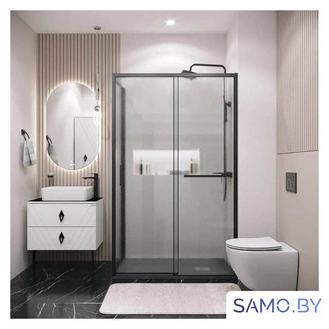 Душевая стенка Grossman Style 80x195 200.K33.05.80.21.02 (черный матовый/стекло шиншилла) - Изображение №4 — Интернет-магазин samo.by