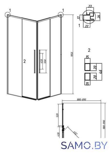 Душевой уголок Grossman Galaxy 100x90x195 300.K33.01.1090.21.00 (черный матовый/прозрачное стекло) - Изображение №11 — Интернет-магазин samo.by