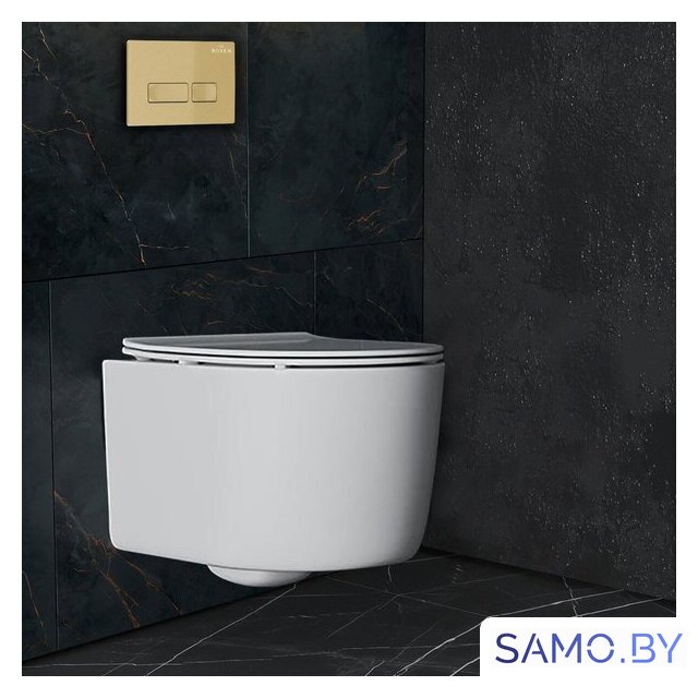 Унитаз подвесной Roxen Simple compact в комплекте с инсталляцией StounFix Dual Fresh 6 в 1 968084 (кнопка: брашированное золото) - Изображение №7 — Интернет-магазин samo.by