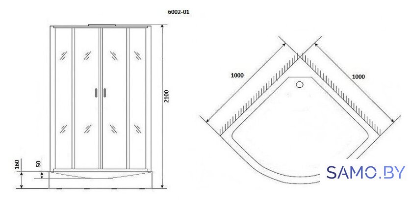 Душевая кабина Niagara NG-6002-01 100x100x210 (прозрачное стекло) - Изображение №2 — Интернет-магазин samo.by