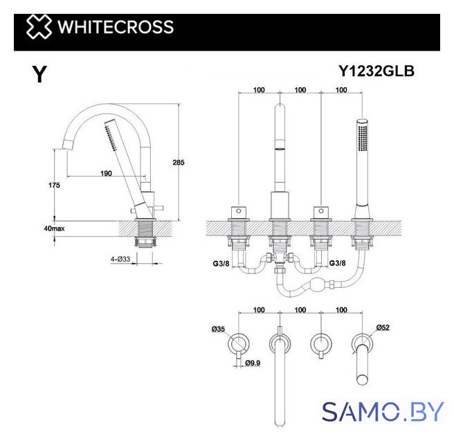 Смеситель Whitecross Y Y1232BL (черный матовый) - Изображение №3 — Интернет-магазин samo.by