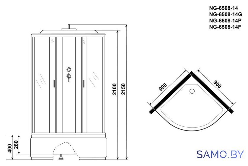 Душевая кабина Niagara NG-6508-14F 90x90x215 - Изображение №3 — Интернет-магазин samo.by