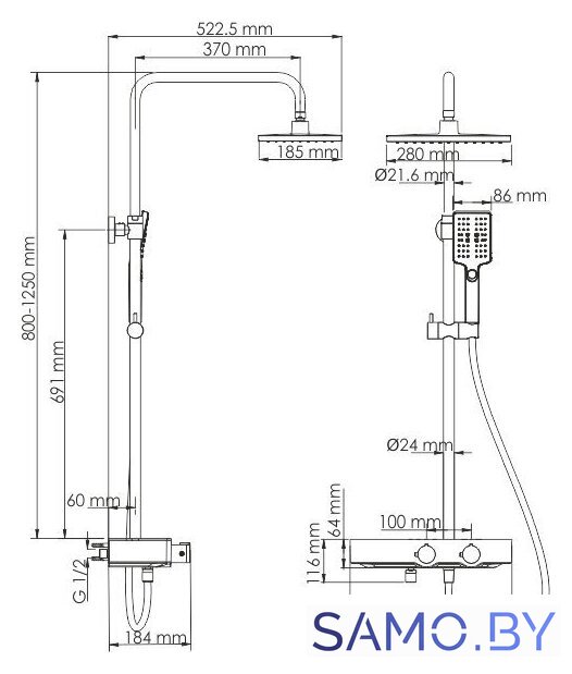 Душевая система  Wasserkraft A11301 - Изображение №2 — Интернет-магазин samo.by
