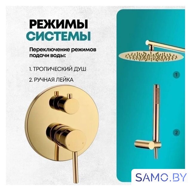 Душевая система  Grocenberg GB5099GO-3 (золото глянец) - Изображение №8 — Интернет-магазин samo.by