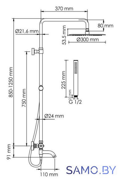 Душевая система  Wasserkraft A288.160.217.BM Thermo - Изображение №3 — Интернет-магазин samo.by