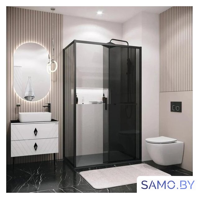 Душевая стенка Grossman Style 80x195 200.K33.05.80.21.10 (черный матовый, стекло тонированное) - Изображение №5 — Интернет-магазин samo.by