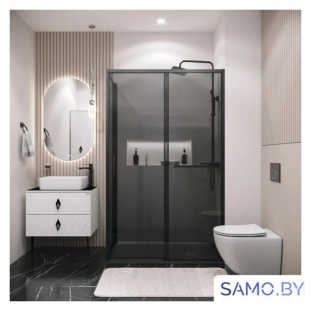 Душевая стенка Grossman Style 80x195 200.K33.05.80.21.10 (черный матовый, стекло тонированное) - Изображение №3 — Интернет-магазин samo.by