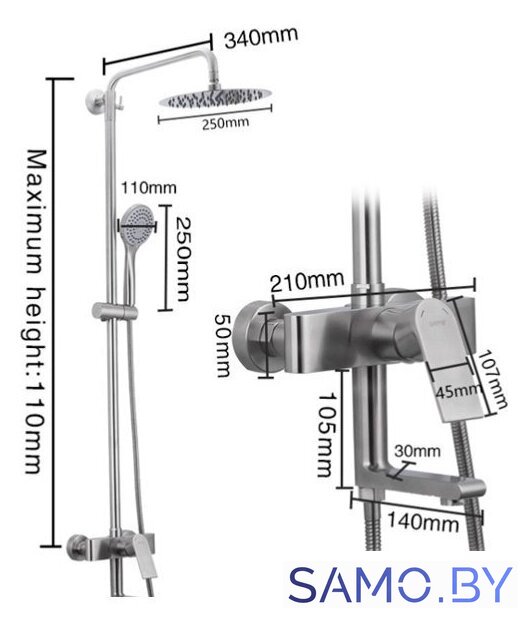 Душевая система  Gappo G2499-20 - Изображение №2 — Интернет-магазин samo.by