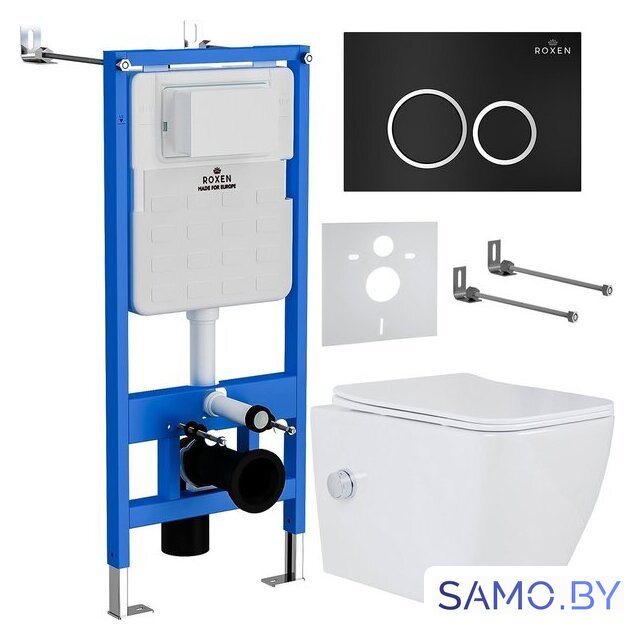 Унитаз подвесной Roxen Cube Bidet One Rimless 6 в 1 StounFix Dual Fresh 508149 (кнопка: черный матовый) - Изображение №2 — Интернет-магазин samo.by