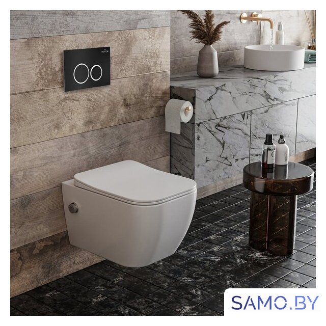 Унитаз подвесной Roxen Cube Bidet One Rimless 6 в 1 StounFix Dual Fresh 508149 (кнопка: черный матовый) - Изображение №9 — Интернет-магазин samo.by