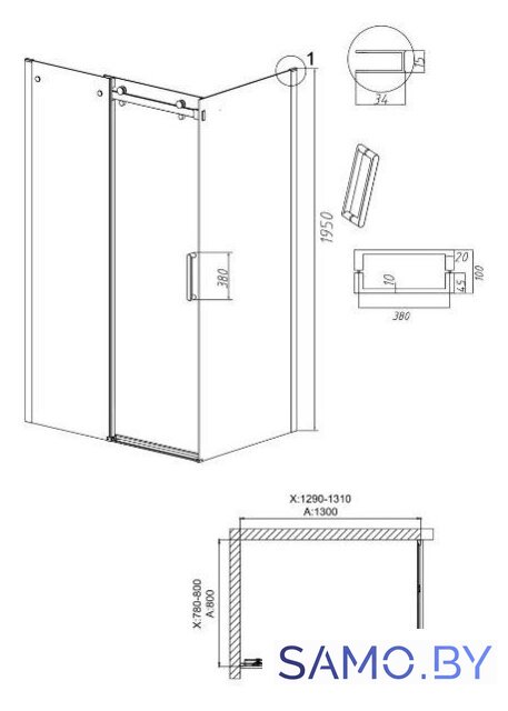 Душевой уголок Grossman Classic 130x80x195 120.K33.04.1380.21.10 (черный матовый/тонированное стекло) - Изображение №19 — Интернет-магазин samo.by