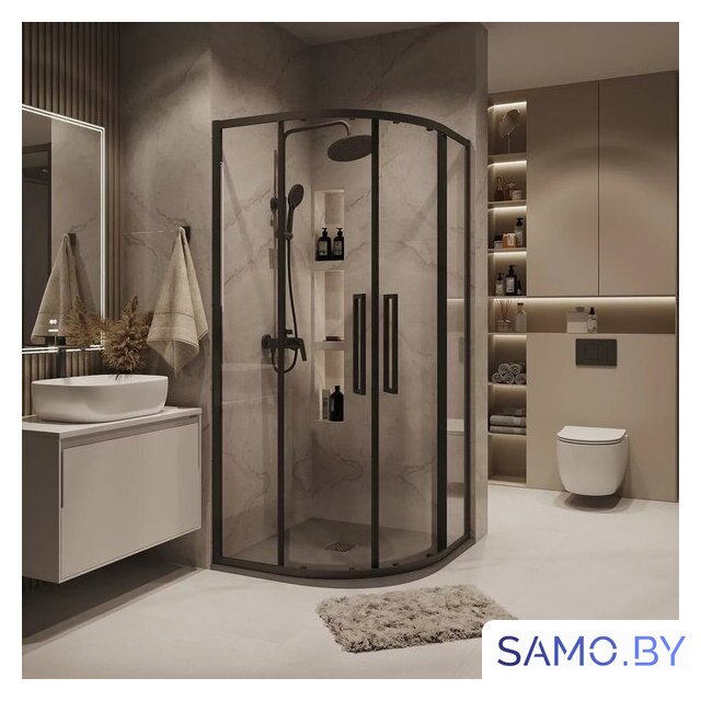 Душевой уголок Grossman Cosmo 90x90x195 301.K33.02.9090.21.00 (черный матовый/прозрачное стекло) - Изображение №7 — Интернет-магазин samo.by