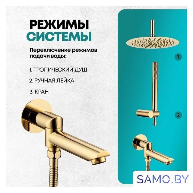 Душевая система  Grocenberg GB5099GO-2 (золото глянец) - Изображение №10 — Интернет-магазин samo.by