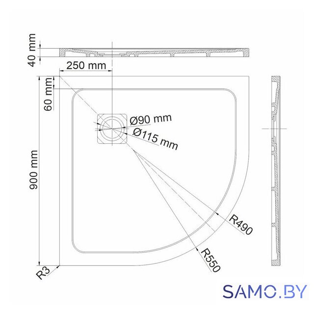 Душевой поддон Wasserkraft Dinkel 58T01 - Изображение №2 — Интернет-магазин samo.by