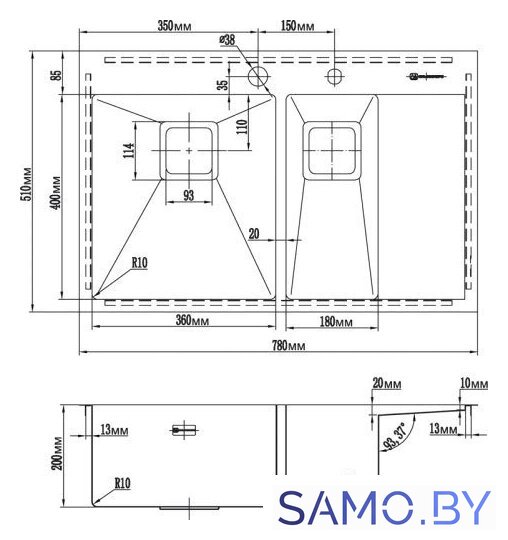 Кухонная мойка Omoikiri Akisame 78-2-LG-R - Изображение №2 — Интернет-магазин samo.by