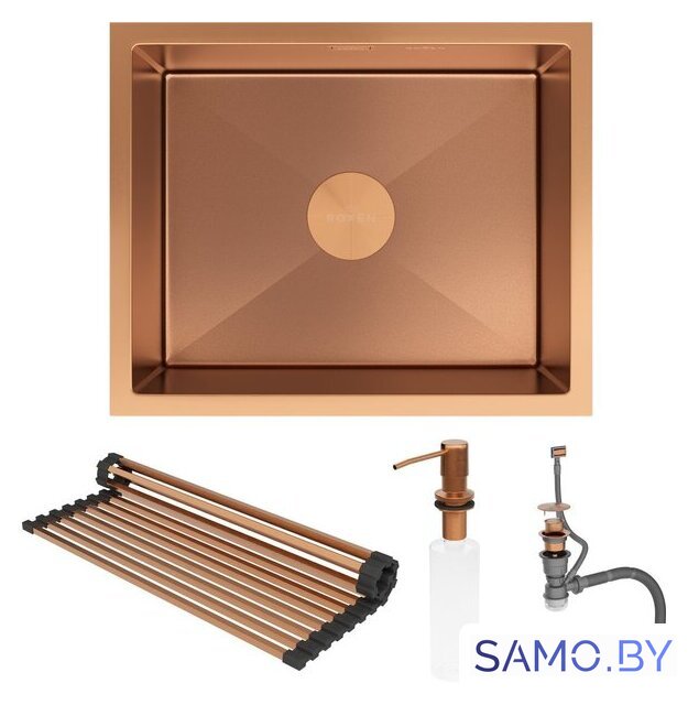 Кухонная мойка Roxen Uno 560210-54BR-V бронза/текстурная PVD покрытие (с ролл-матом и дозатором) - Изображение №11 — Интернет-магазин samo.by