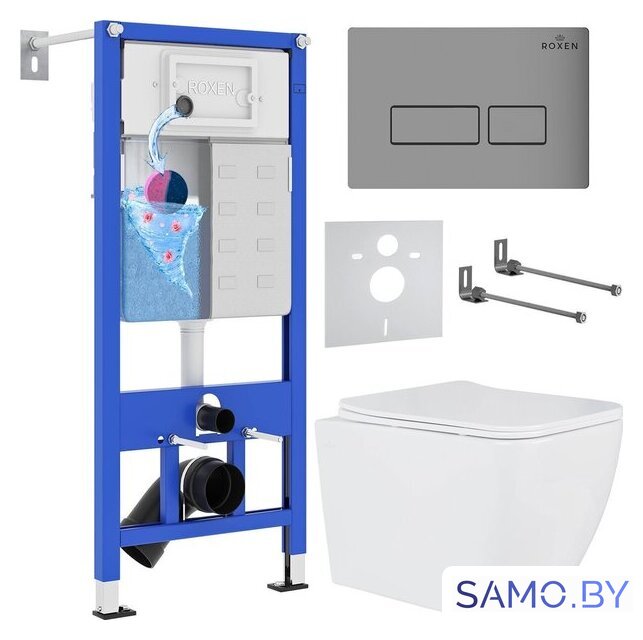 Унитаз подвесной Roxen Cube One Rimless 6 в 1 StounFix Dual Fresh 606295 (кнопка: матовая) - Изображение №1 — Интернет-магазин samo.by