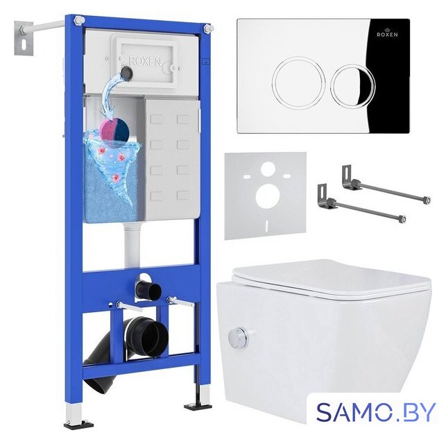 Унитаз подвесной Roxen Cube Bidet One Rimless 6 в 1 StounFix Dual Fresh 521082 (кнопка: хром) - Изображение №1 — Интернет-магазин samo.by
